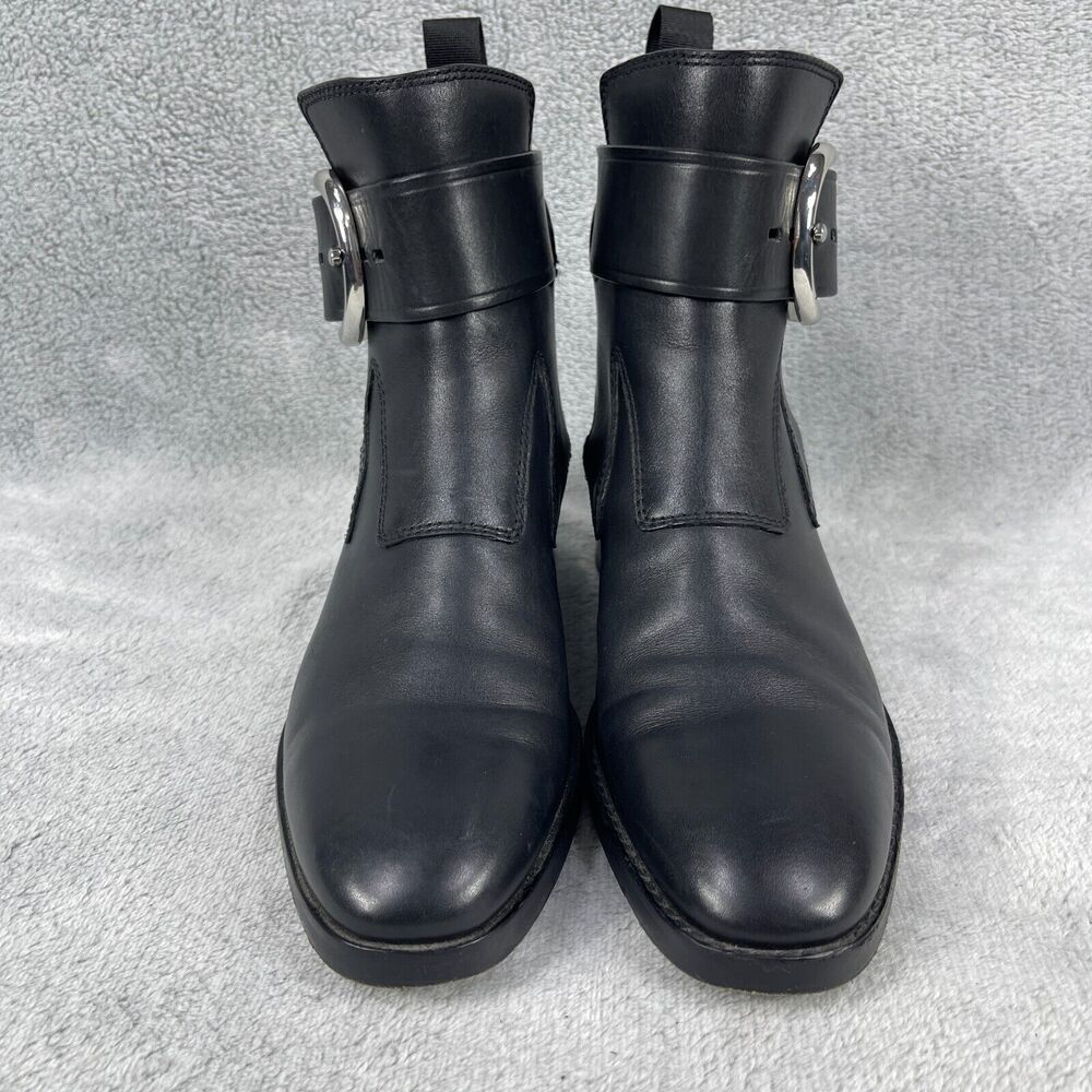 Alexander Wang Boots Women 7 Black Leather Ankle Buckle Moto Goth Edgy Luxury - Picture 6 of 14